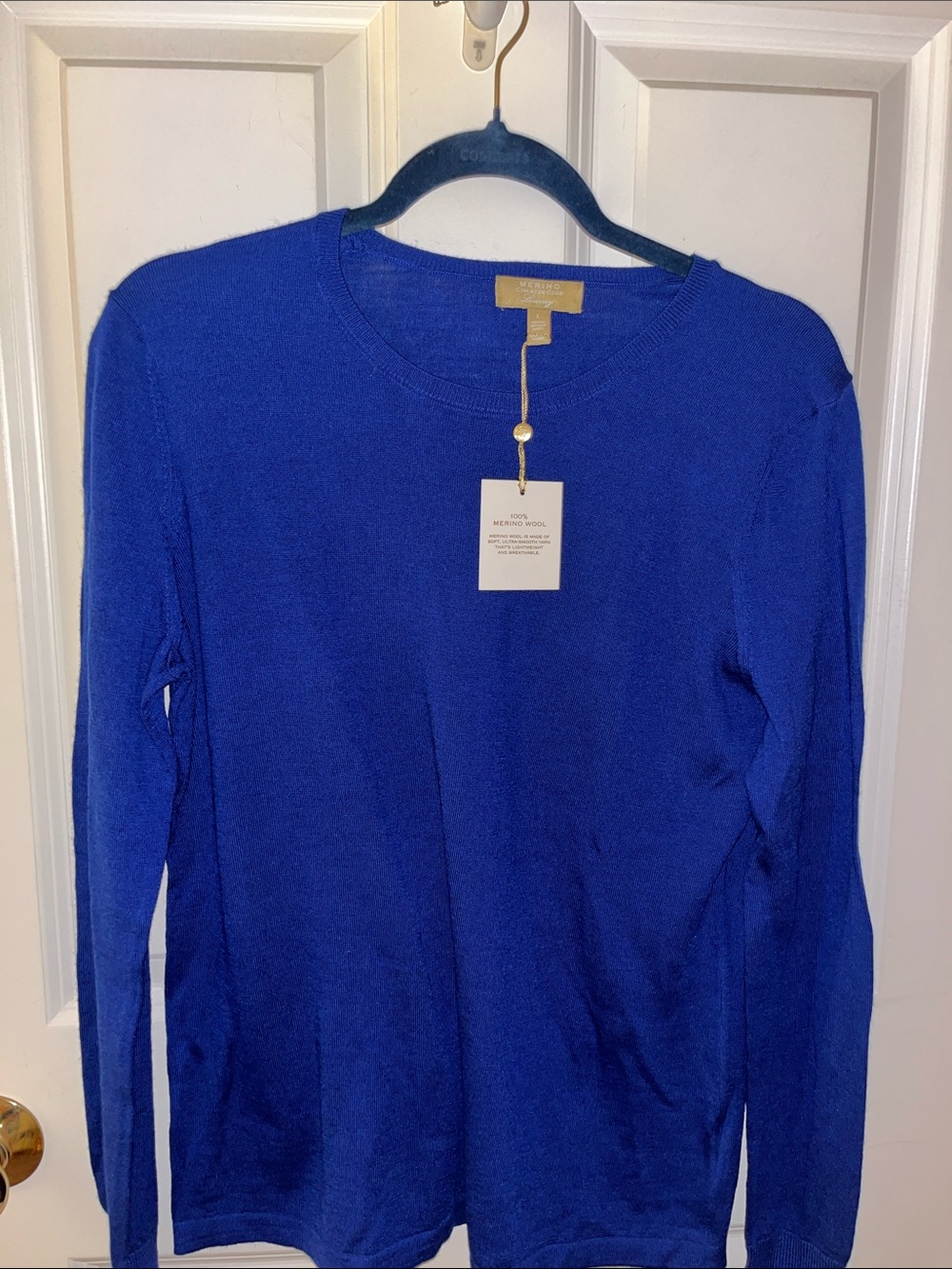 NWT! Charter Club True Cobalt Crew Neck Sweater 100% Merino Wool